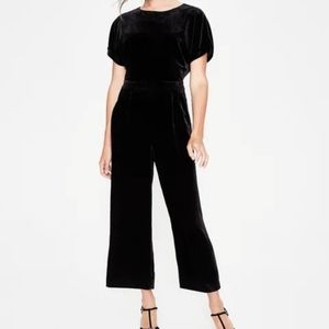Boden Aston Velvet Jumpsuit in black